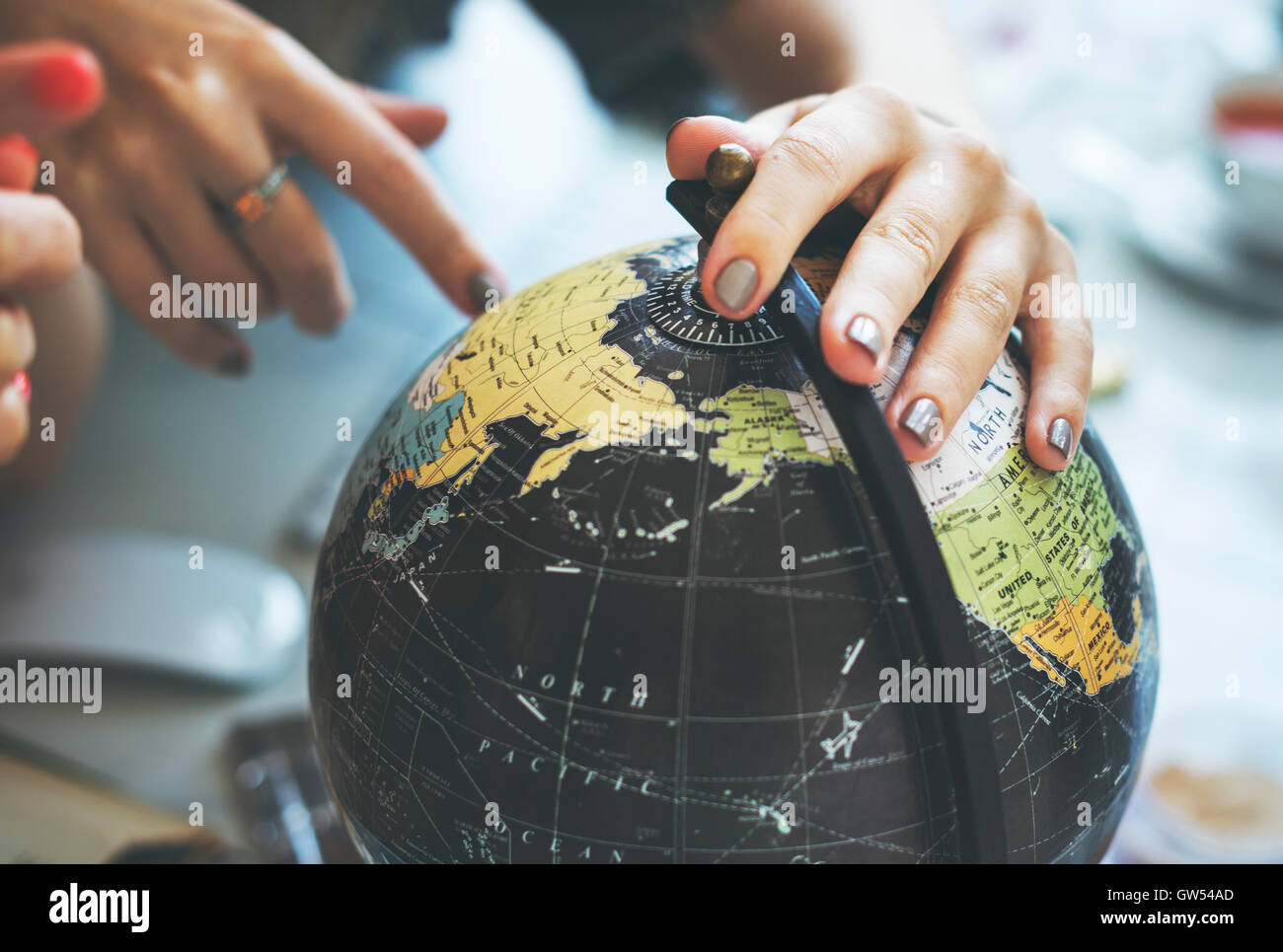 Globo mappa World Travel esplorare il concetto di destinazione Foto Stock