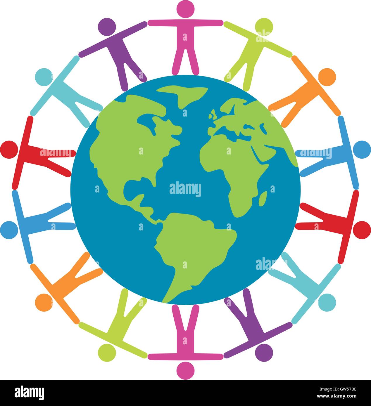 Illustrazione vettoriale di persone in tutto il mondo la pace o il concetto di viaggio Illustrazione Vettoriale