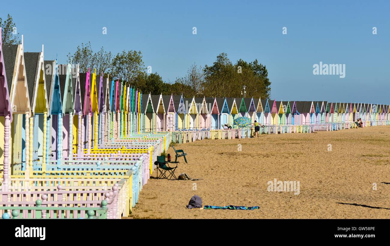 Spiaggia di capanne - West Mersea Foto Stock