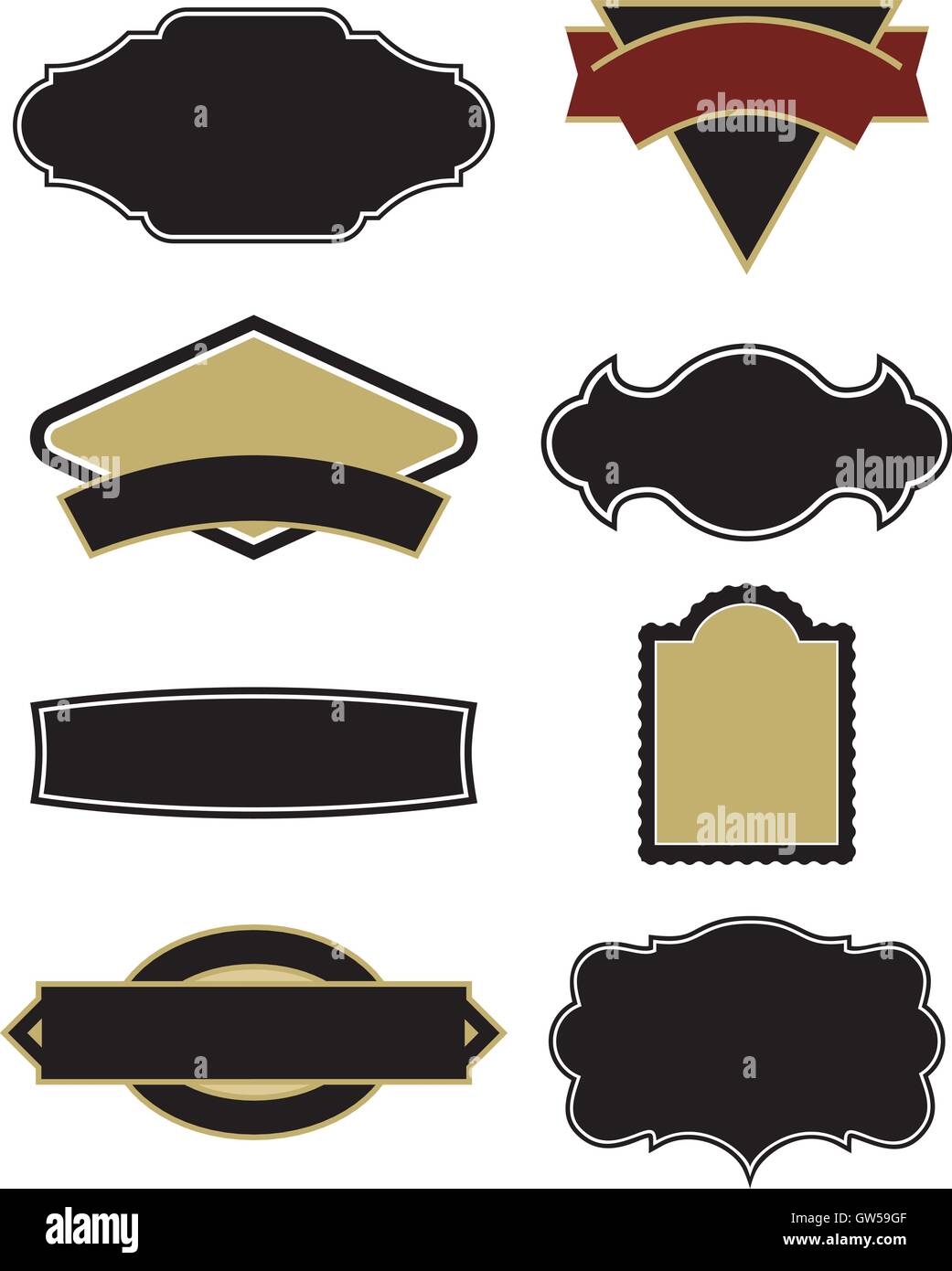 Set di 8 logo vettoriale telaio o etichettare gli elementi di design, basta aggiungere il proprio testo per creare semplici disegni logo. Modificabile e scalabile di disegni vettoriali. Illustrazione Vettoriale