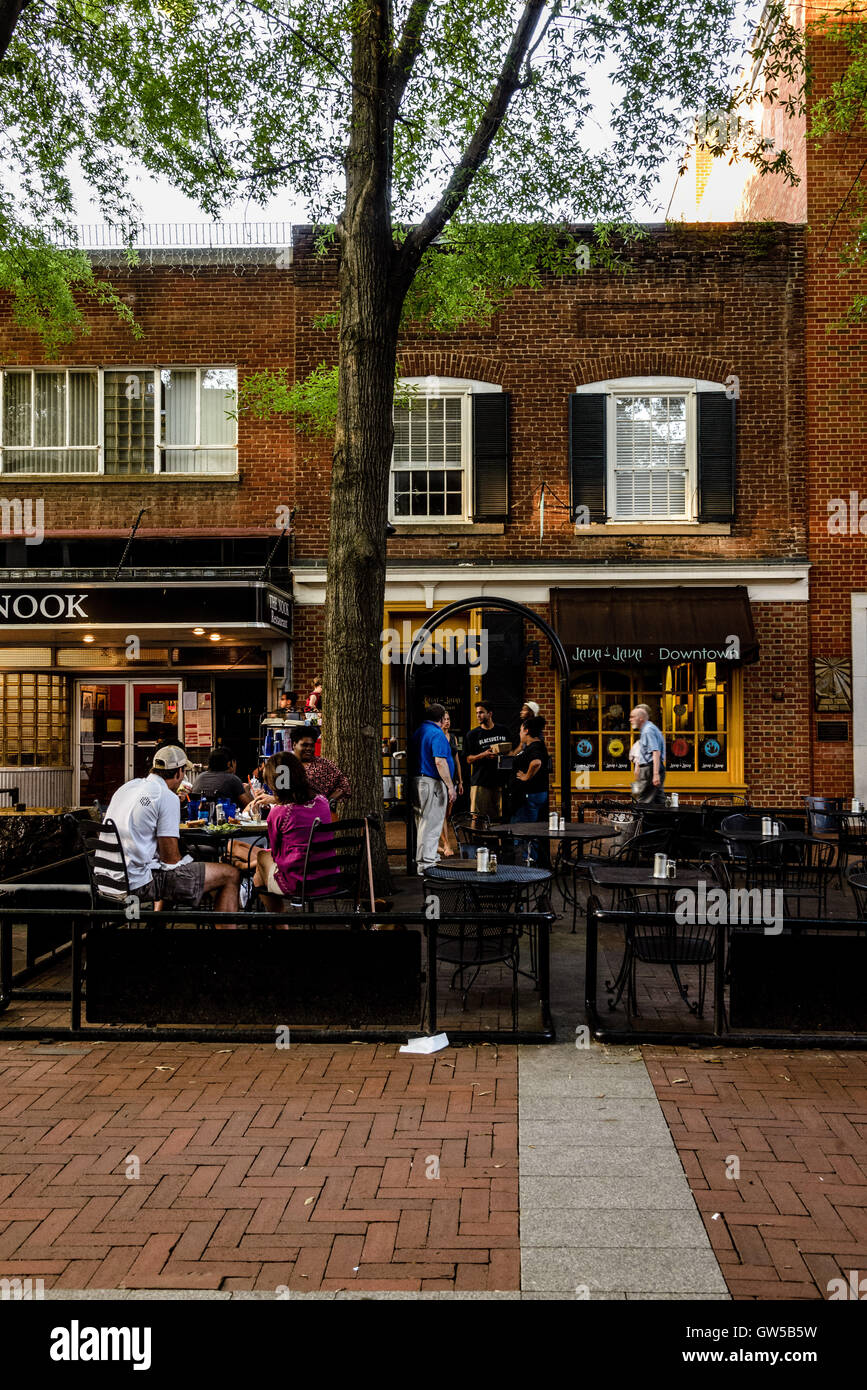 Storica pedonale Downtown Mall, East Main Street, Charlottesville, Virginia Foto Stock