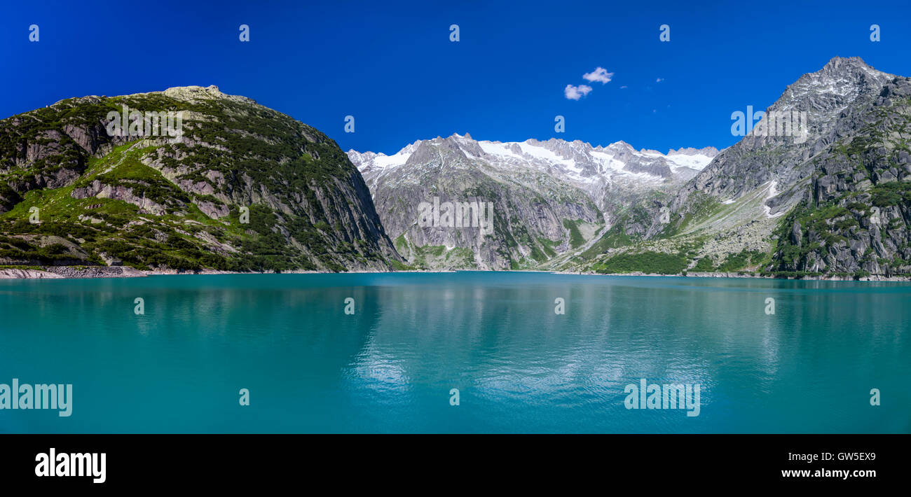 Gelmersee, un bacino idroelettrico del lago delle Alpi, azionato da KWO. Oberhasli Berner Oberland, Svizzera. Foto Stock
