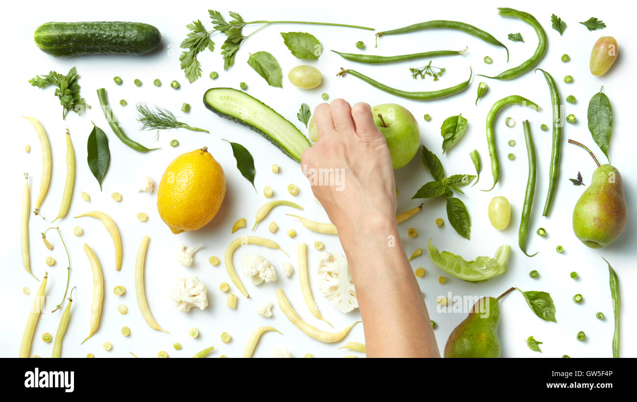 Ancora in vita di verde e fresco di frutta e verdura Foto Stock