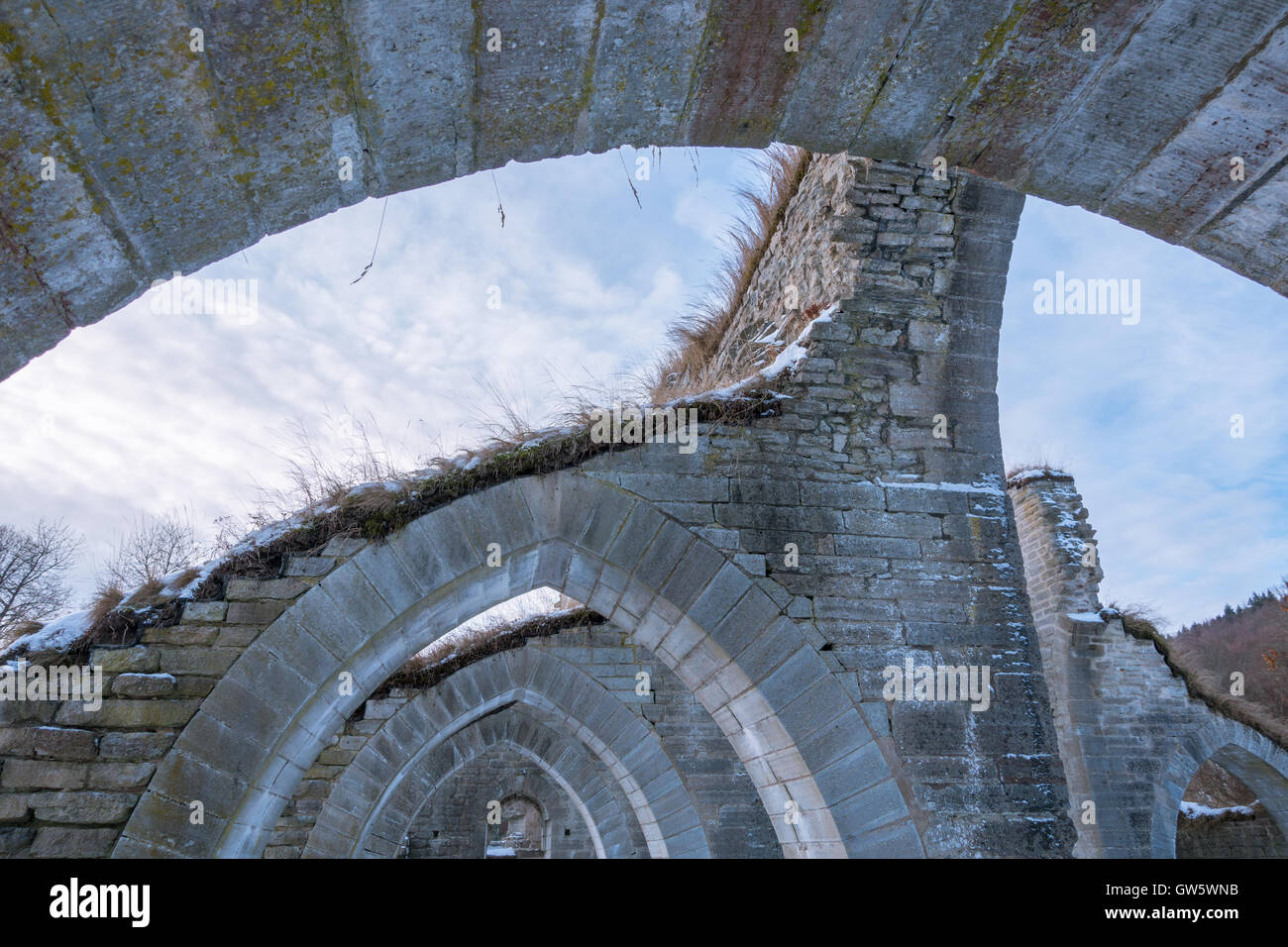 Alvastra rovine del Monastero dei Cistercensi oder Foto Stock