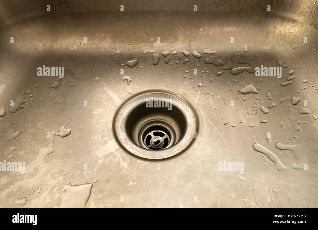 Svuotare wet lavello da cucina con open drain Foto Stock