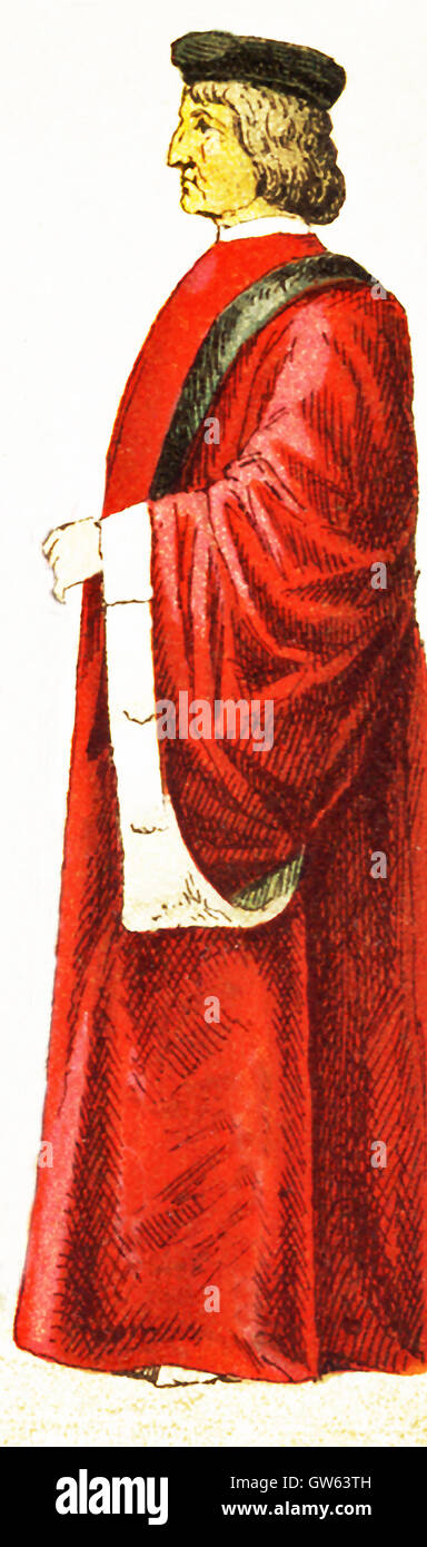 La figura italiana qui rappresentato è un senatore veneziano e date di D.C. 1400.L'illustrazione risale al 1882. Foto Stock