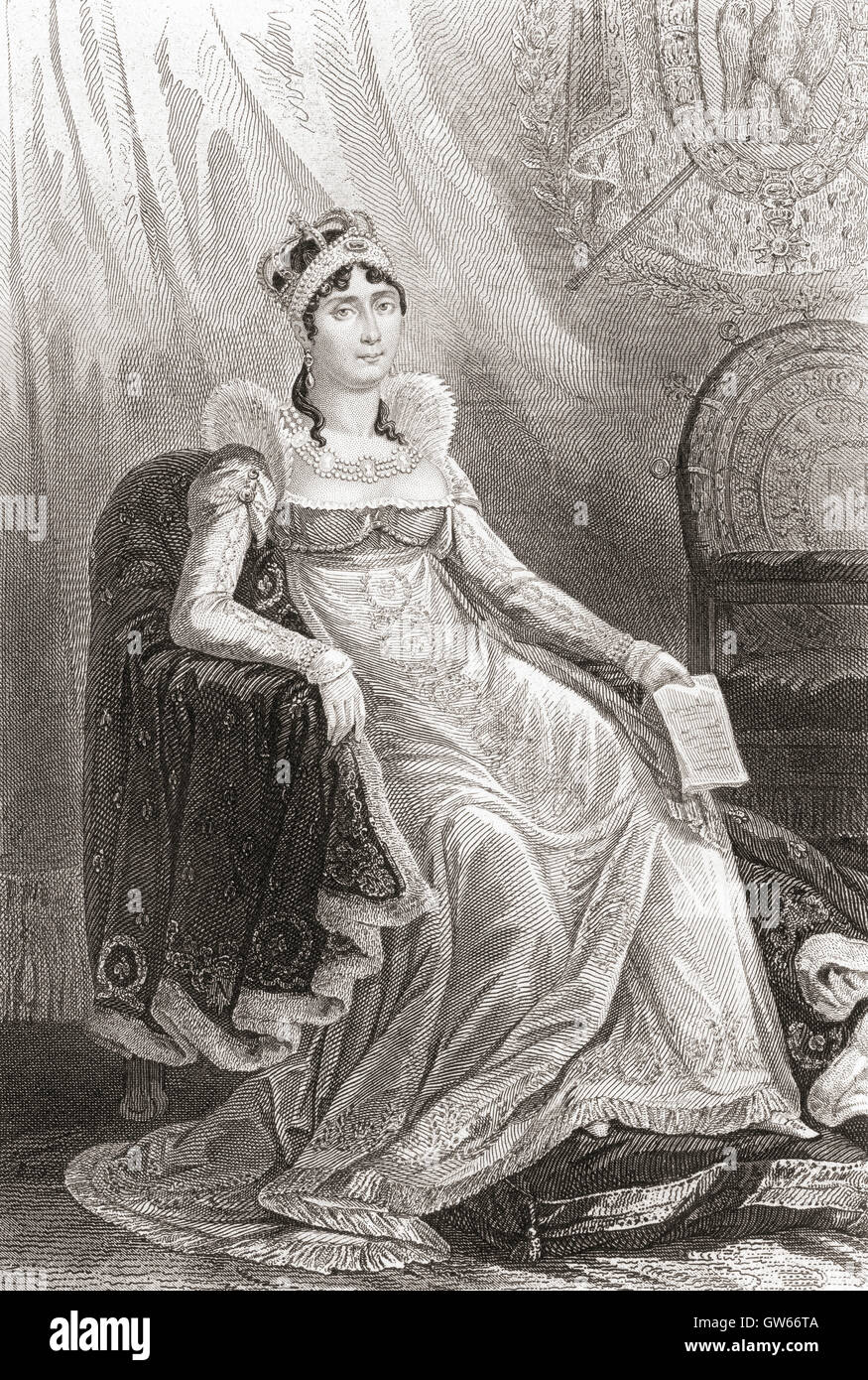 Joséphine de Beauharnais, née Tascher de la Pagerie, 1763 - 1814. Prima moglie di Napoleone I e prima Imperatrice del francese. Foto Stock