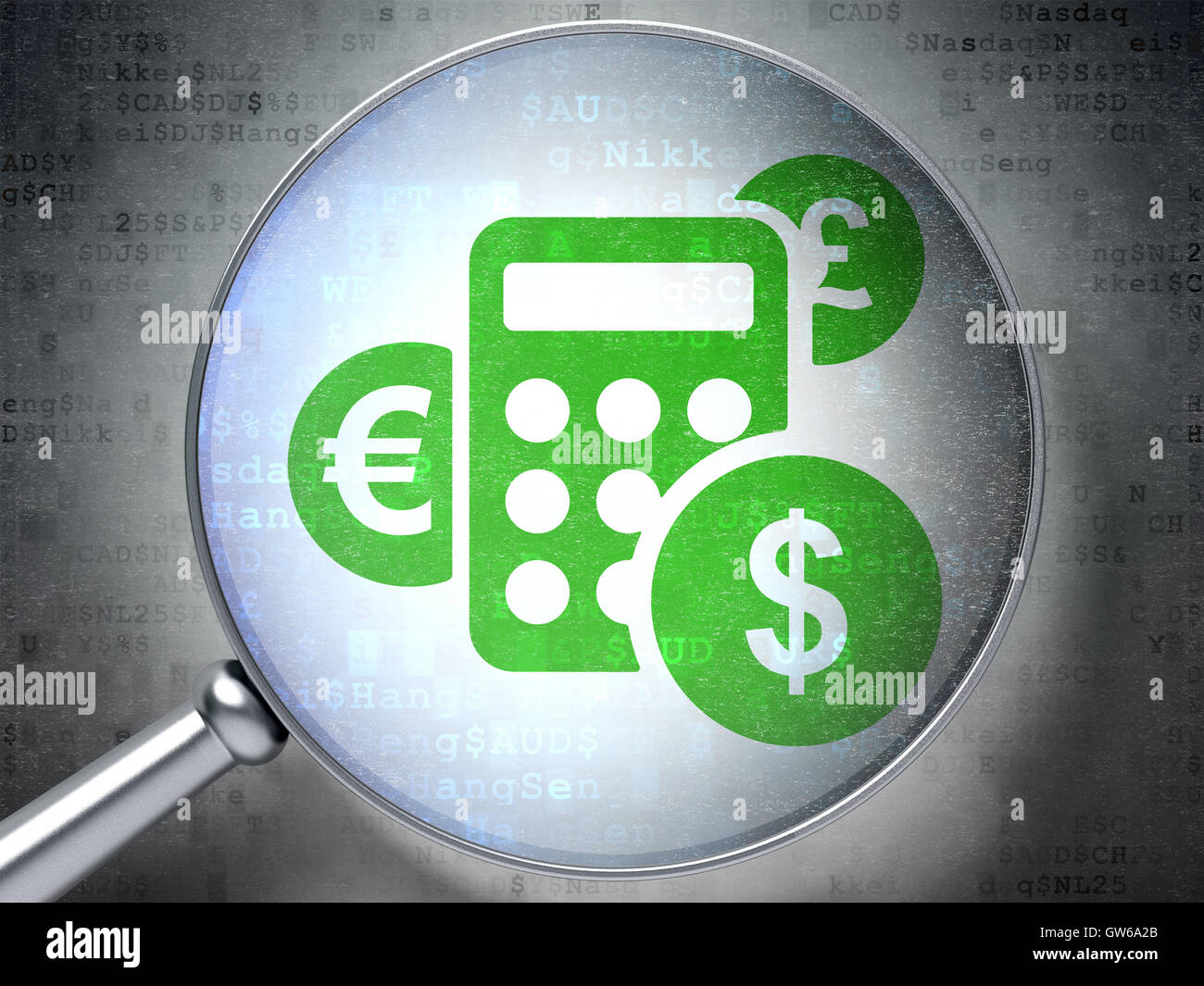 Concetto di commercializzazione: calcolatrice con vetro ottico digitale su BAC Foto Stock