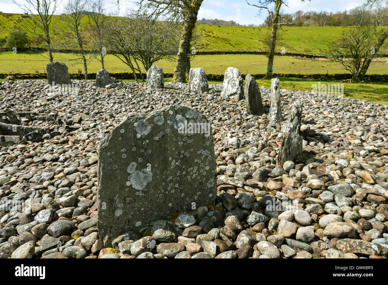 Tempio di legno cerchio di pietra, Kilmartin Glen, Argyll and Bute, Scotland, Regno Unito Foto Stock