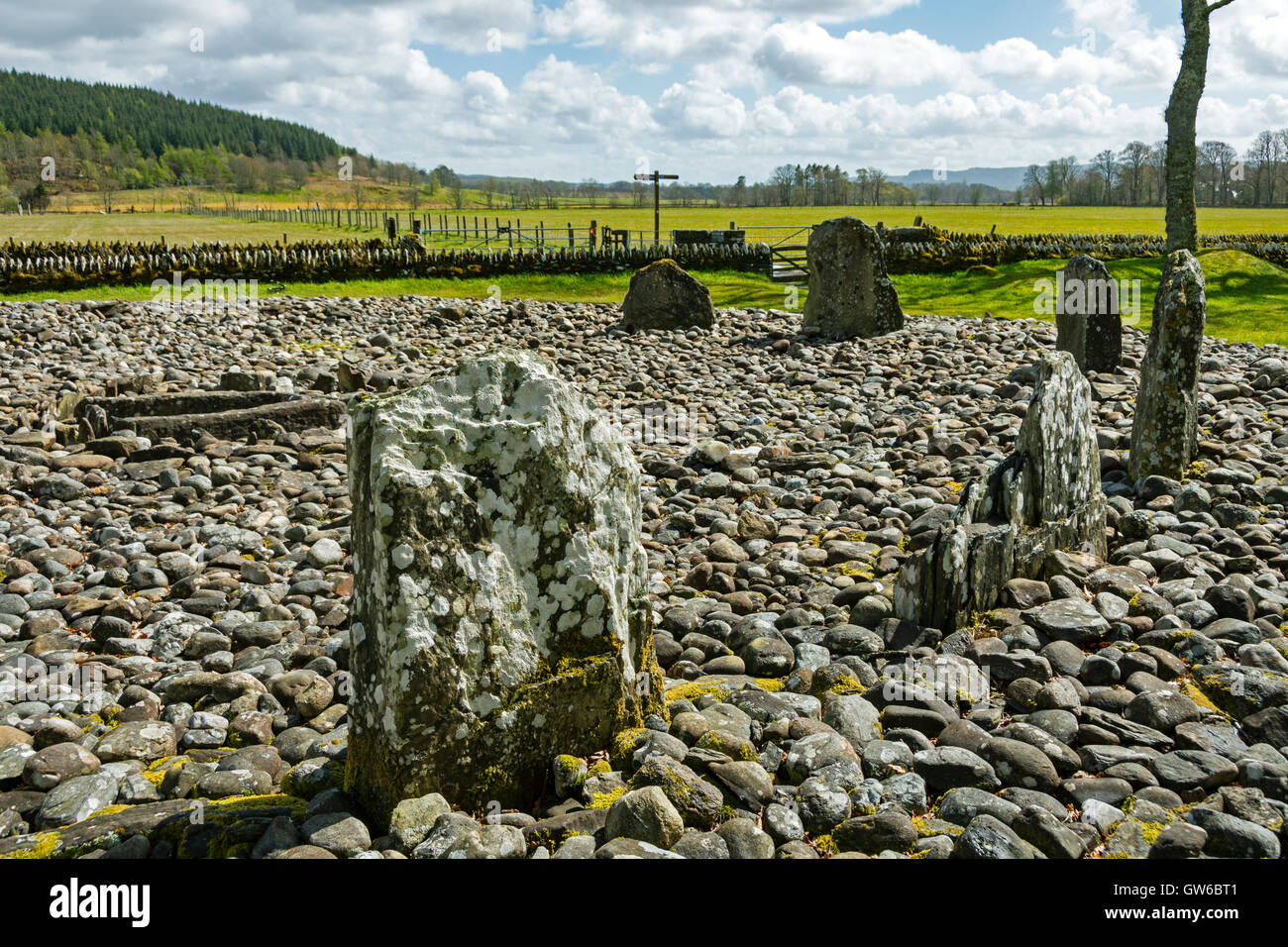 Tempio di legno cerchio di pietra, Kilmartin Glen, Argyll and Bute, Scotland, Regno Unito Foto Stock