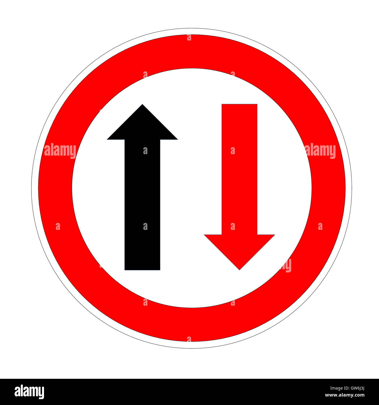 La priorità per il traffico in entrata segno Foto Stock