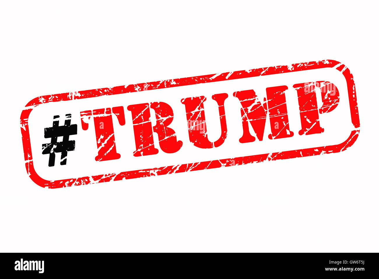 Donald Trump hashtag timbro di gomma illustrazione vettoriale Foto Stock