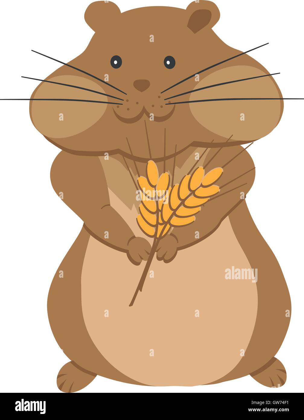 Carino criceto con bouquet di spighe di grano Illustrazione Vettoriale