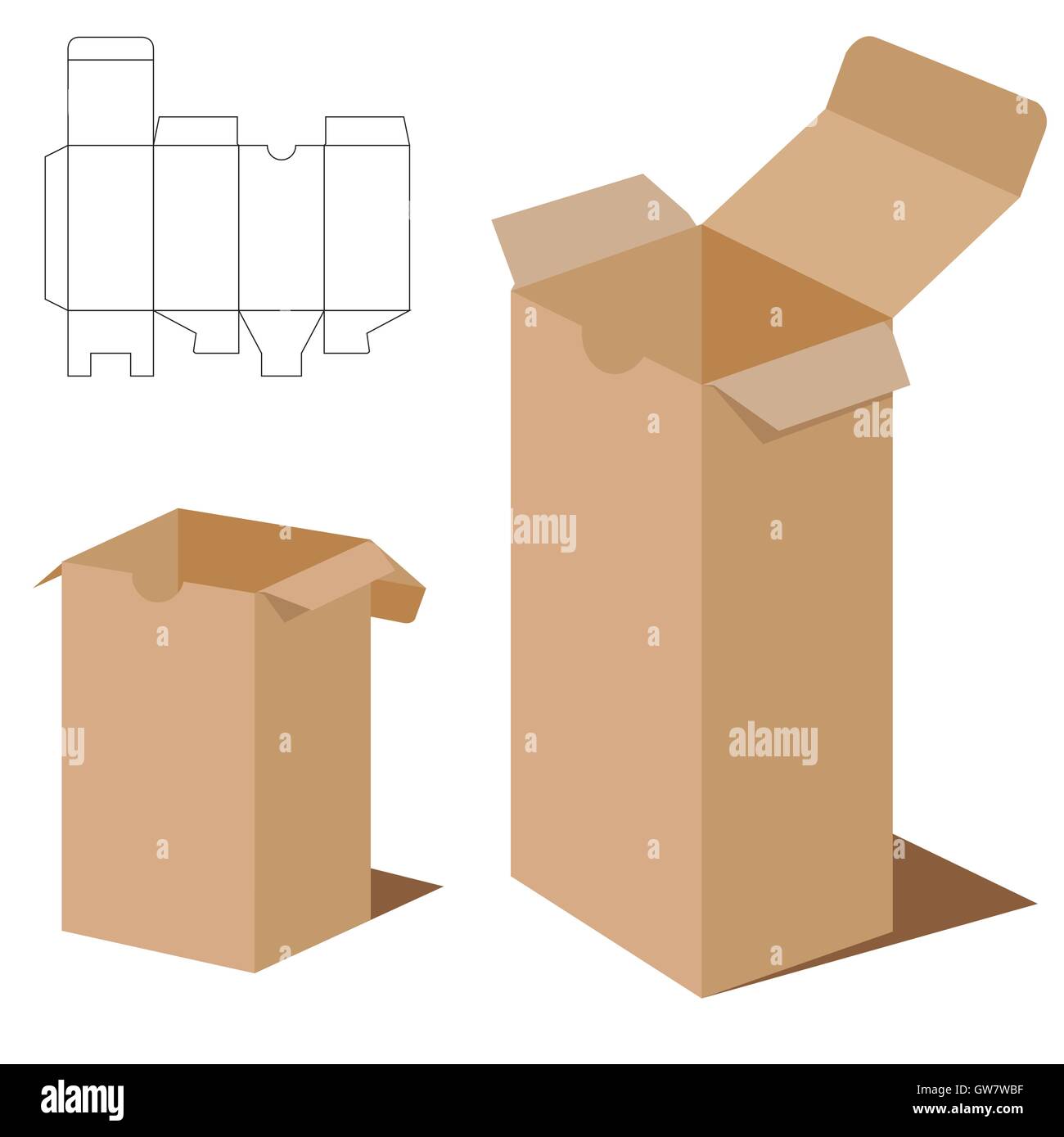 Background, casella, marrone, cartone, cargo, cartone, chiuso, raccolta, cassa, consegna, design, distribuzione, vuoto, fragile Illustrazione Vettoriale