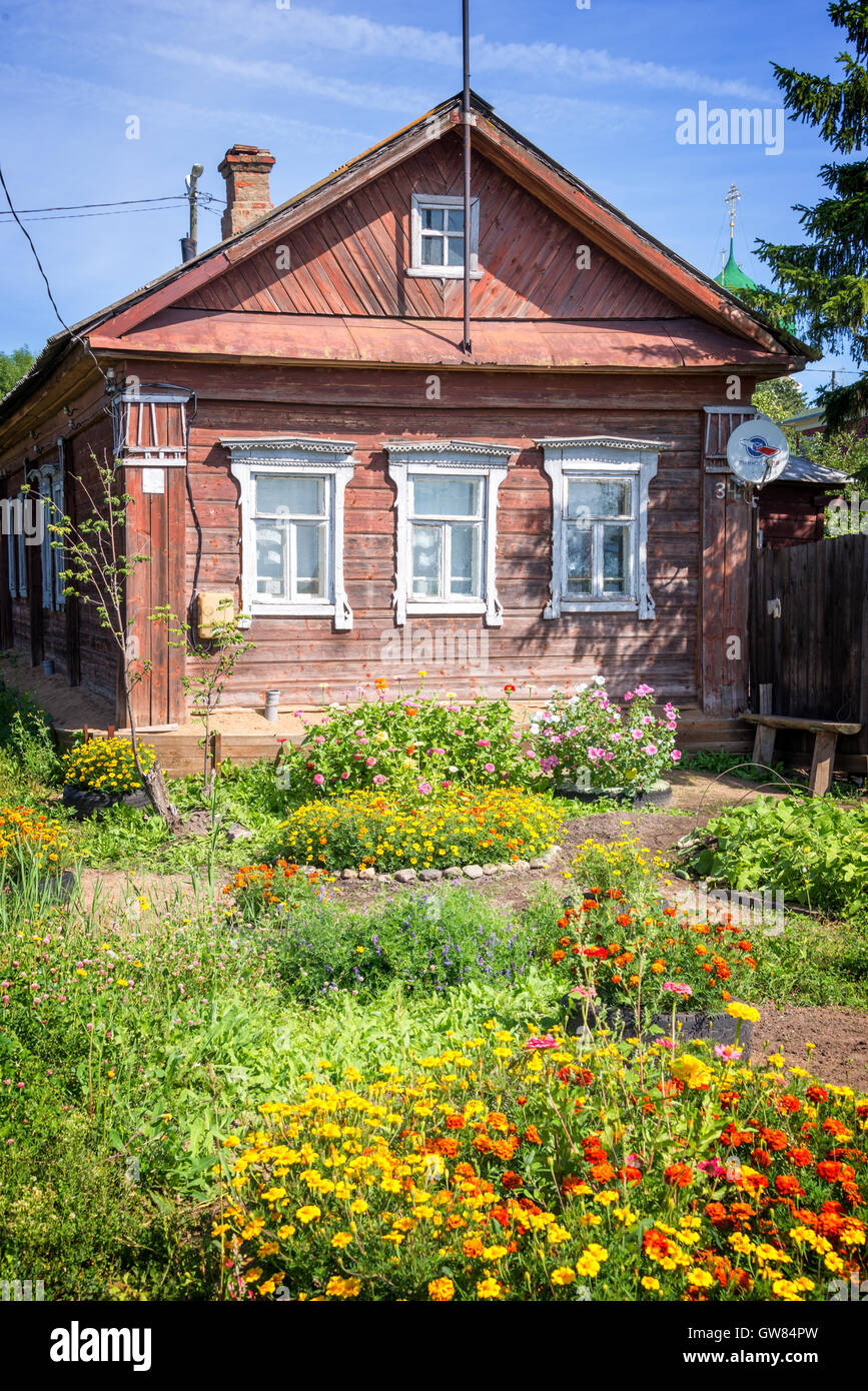 Tradizionale casa di legno a Rostov, Golden ring, Russia Foto Stock