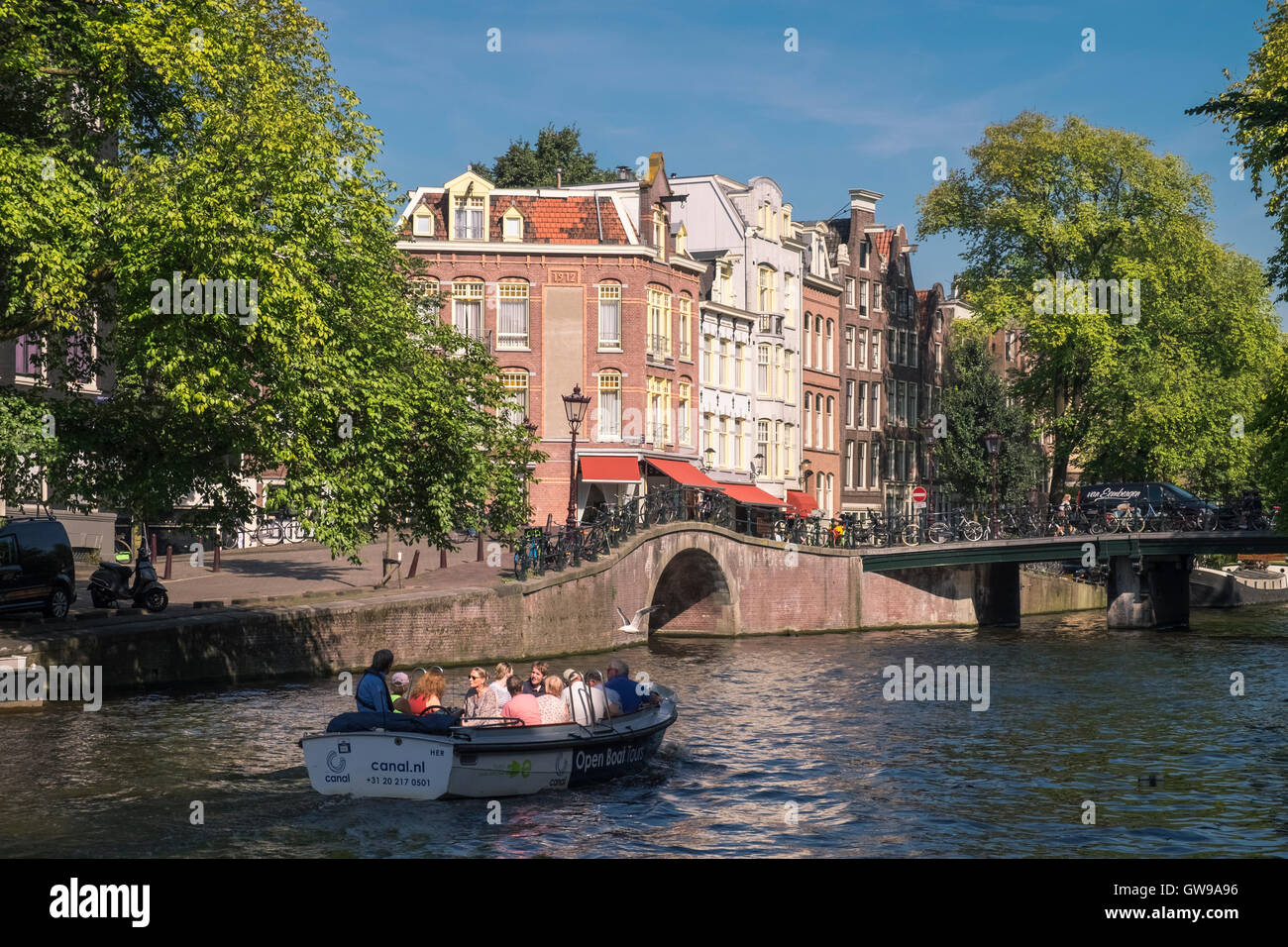 Canale Prinsengracht, Amsterdam, Paesi Bassi. Foto Stock