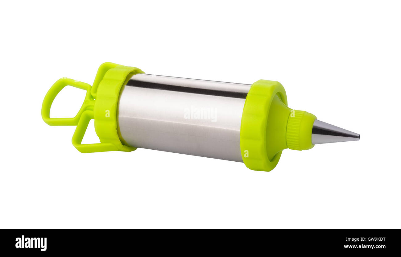 Siringa culinario su sfondo bianco Foto Stock