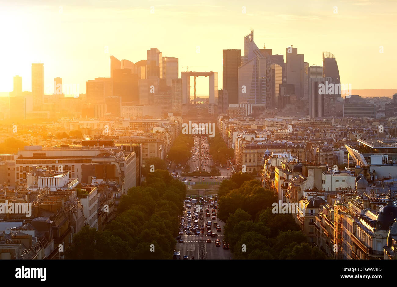 Vista sul moderno quartiere di La Defense a Parigi Foto Stock