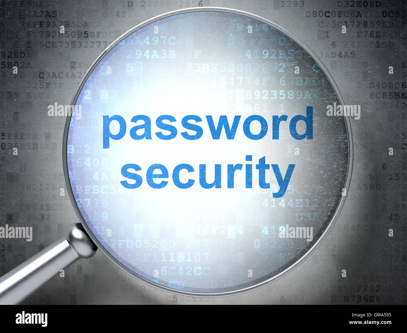 Il concetto di privacy: vetro ottico a parole la sicurezza della password Foto Stock