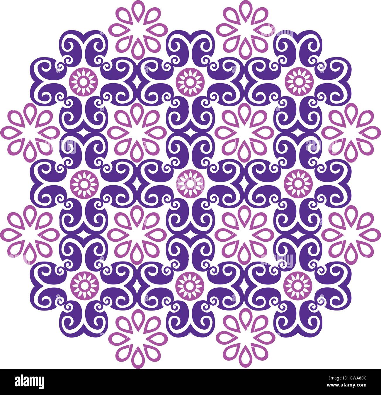 Curly ripetendo il design pattern, rosa e viola Illustrazione Vettoriale