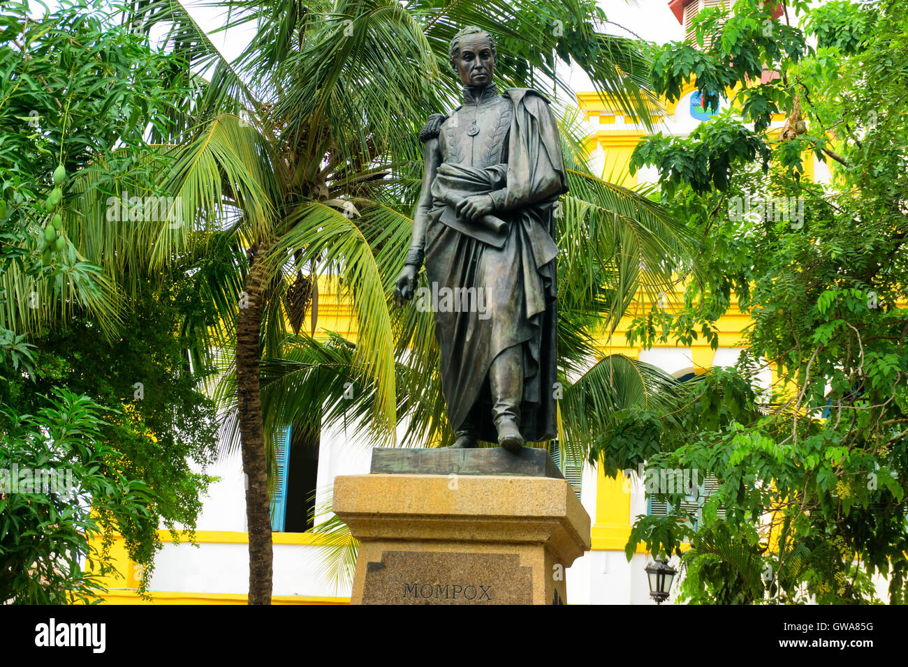 Statua del liberatore Simon Bolivar in Mompox, Colombia Foto Stock