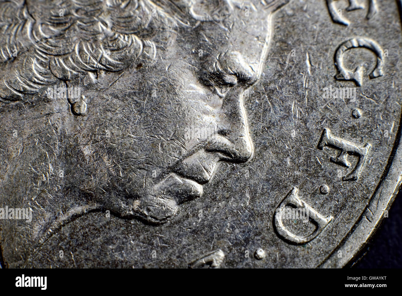 British one-pound coin, Britische Ein-Pfund-Muenze Foto Stock