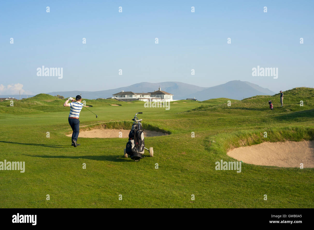 Il diciottesimo foro, Tralee Golf Club, Kerry, Irlanda Foto Stock