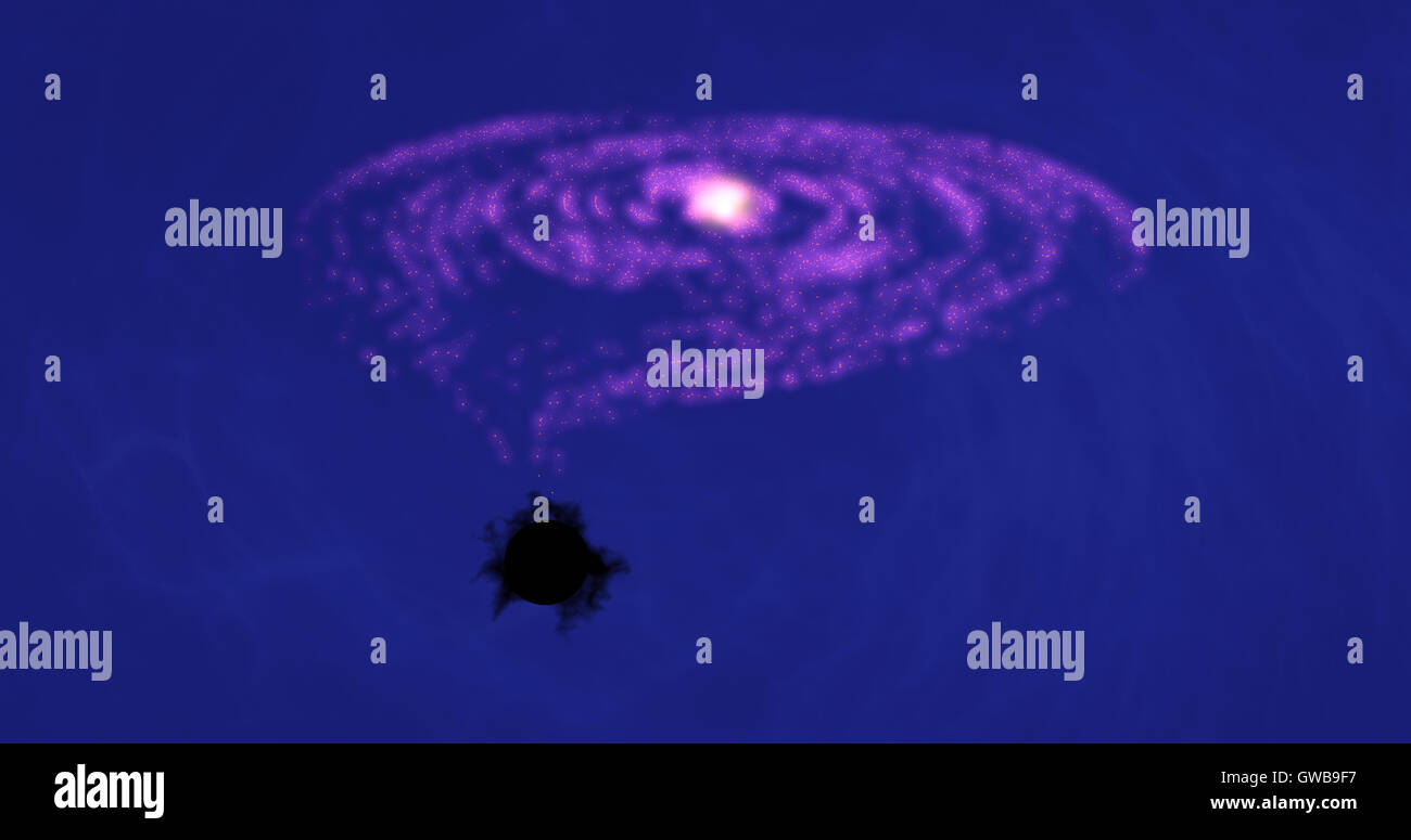 Galaxy,stelle risucchiato nel attrattore gravitazionale, nero, foro Foto Stock