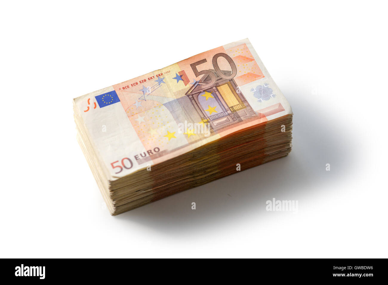 Heap euro isolato su bianco Foto Stock