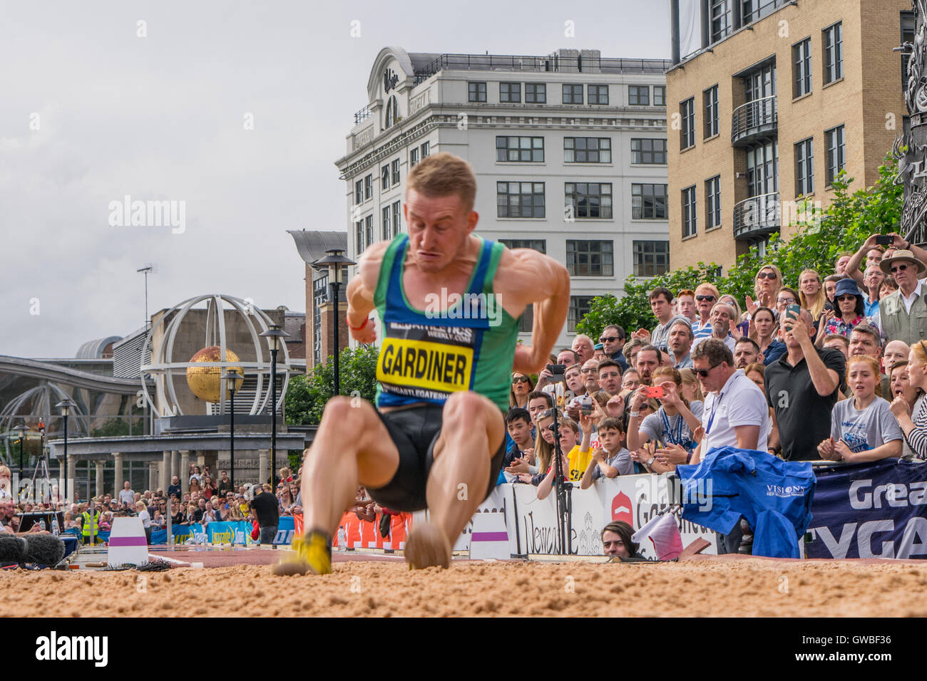 È stato stabilito un evidenziare in un azione imballate weekend sportivo, il grande Nord CityGames è andata in scena il giorno prima della Gran Bretagna la bigg Foto Stock