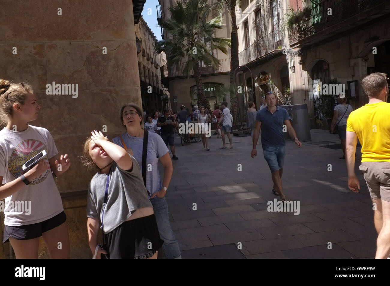 I turisti a Barcellona. Foto Stock