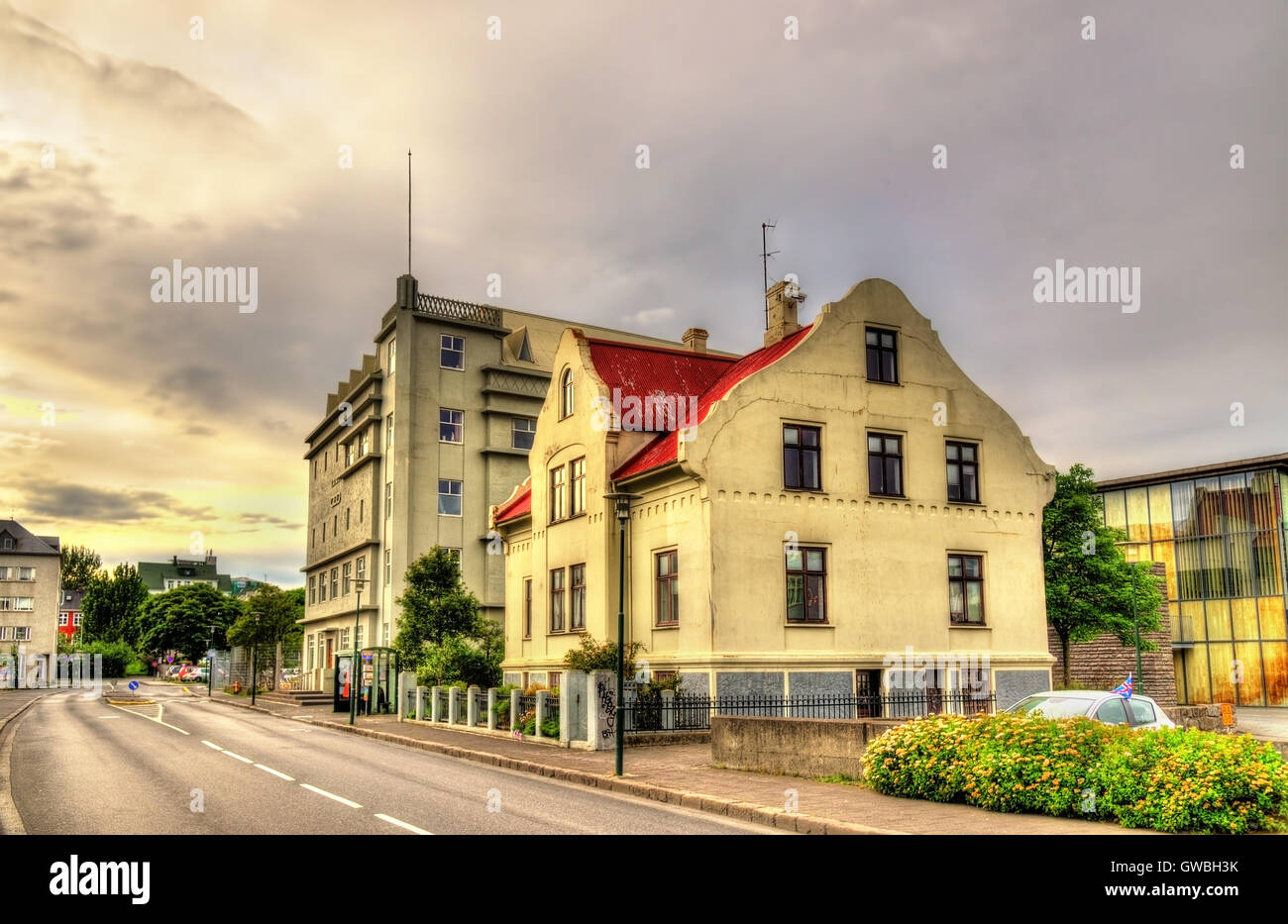 Case nel centro della città di Reykjavik - Islanda Foto Stock