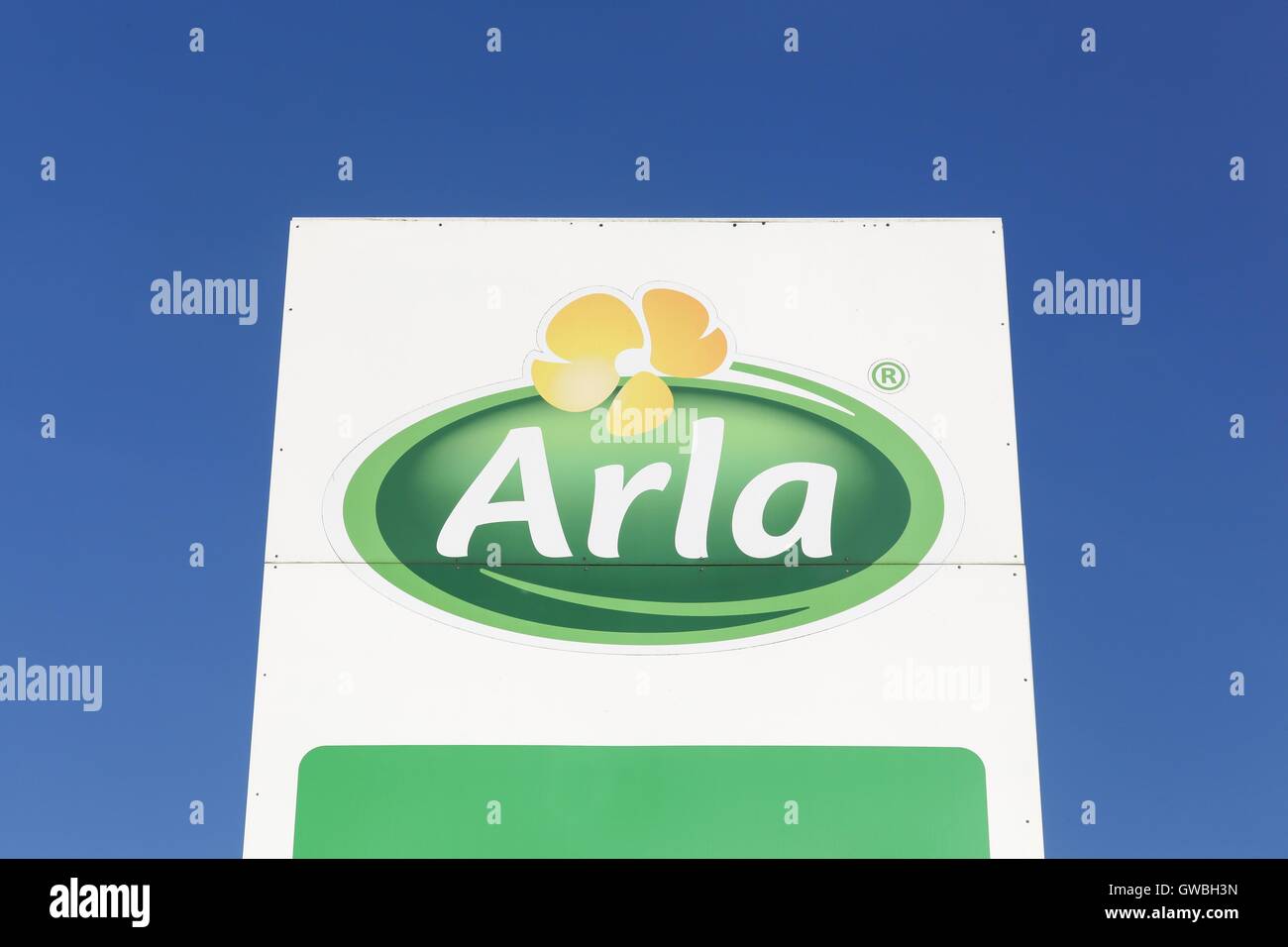 Arla Foods logo su un pannello Foto Stock