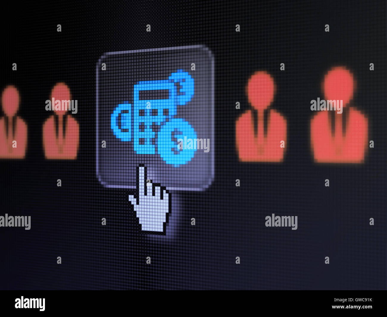 Il concetto di business: Business Man e Calcolatrice su elaborazione digitale Foto Stock