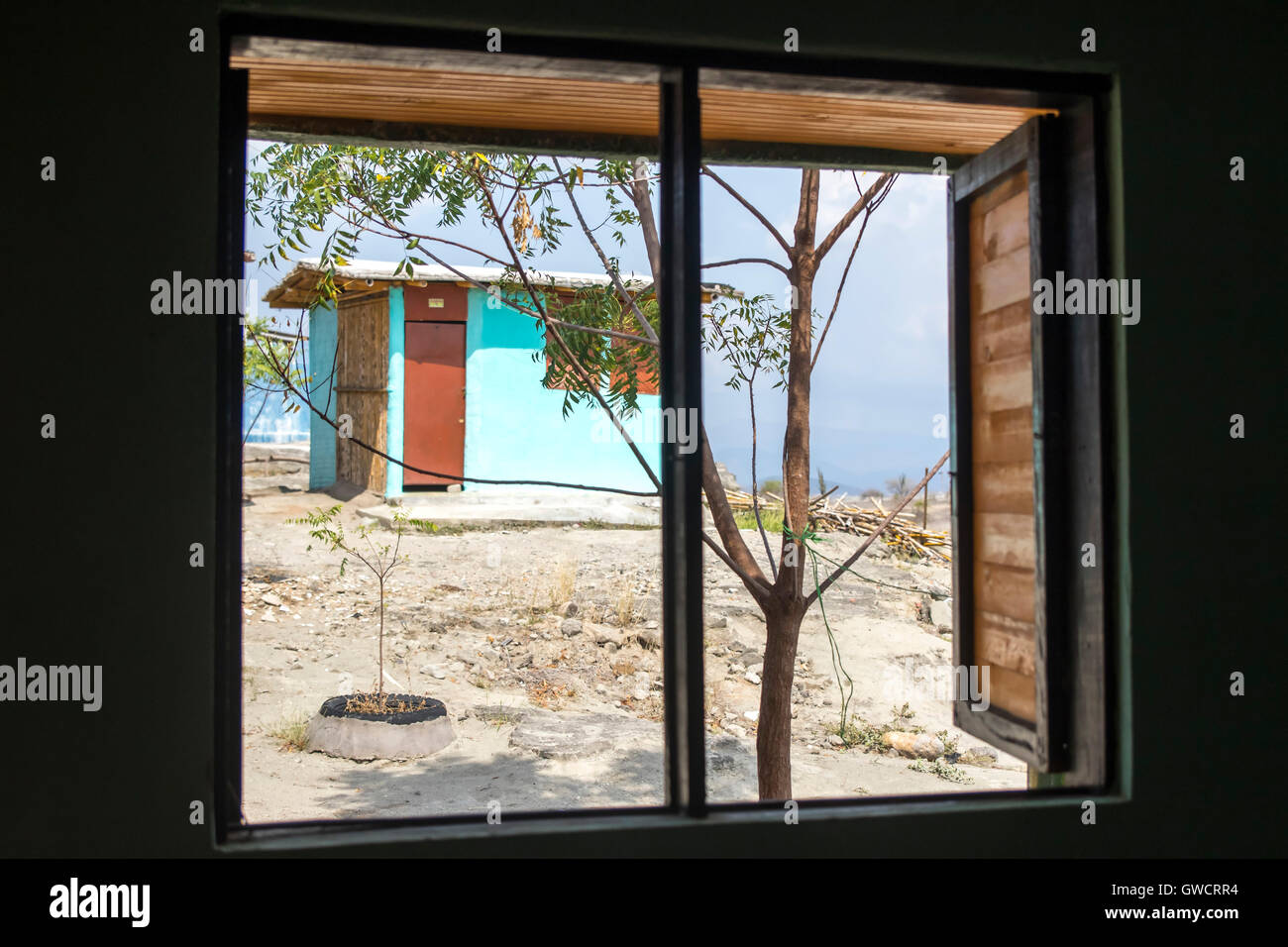 Vista dalla cabina in Hotel Villa Marquez. Il Deserto di Tatacoa è una zona arida situato nel dipartimento di Huila in municip Foto Stock