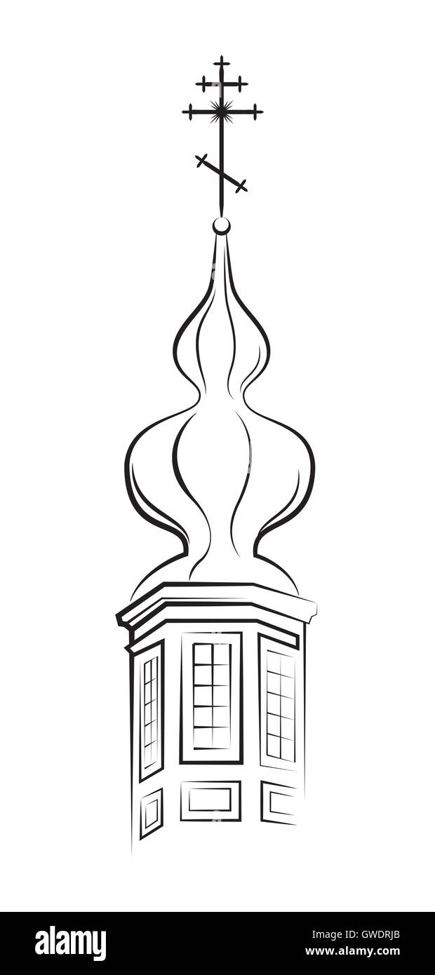 A forma di pera cupola con croce Illustrazione Vettoriale