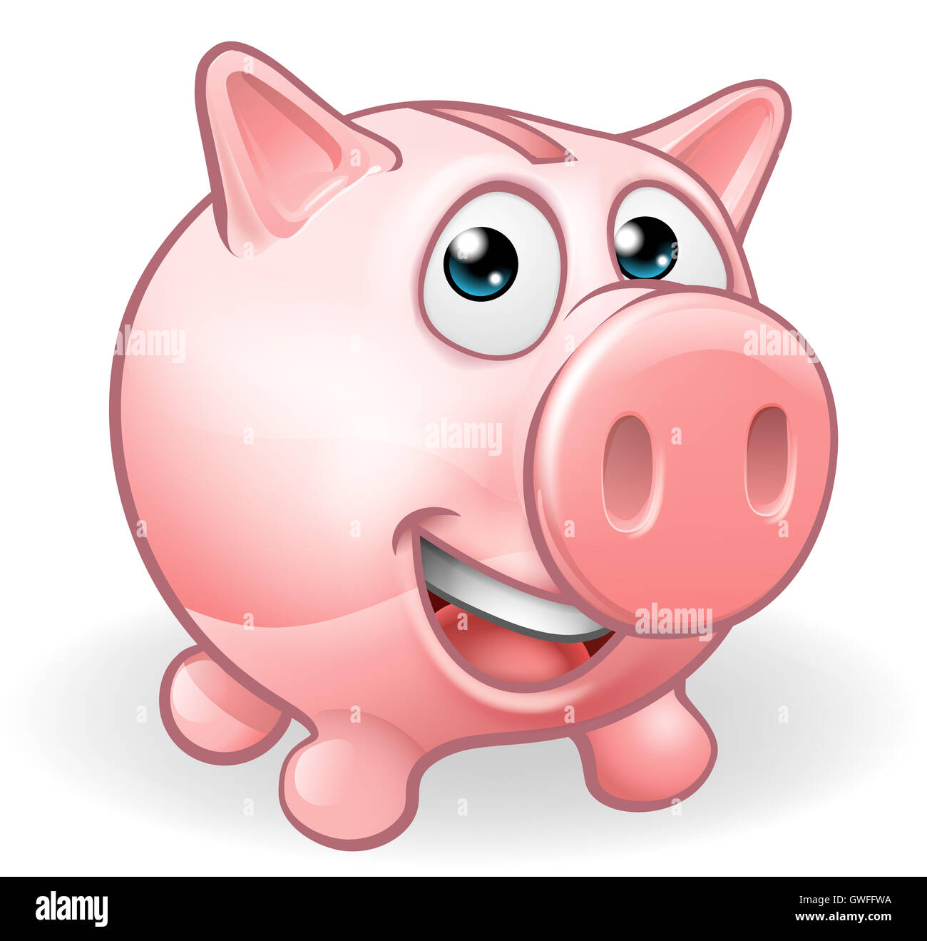 Un cartoon carino salvadanaio carattere Foto Stock