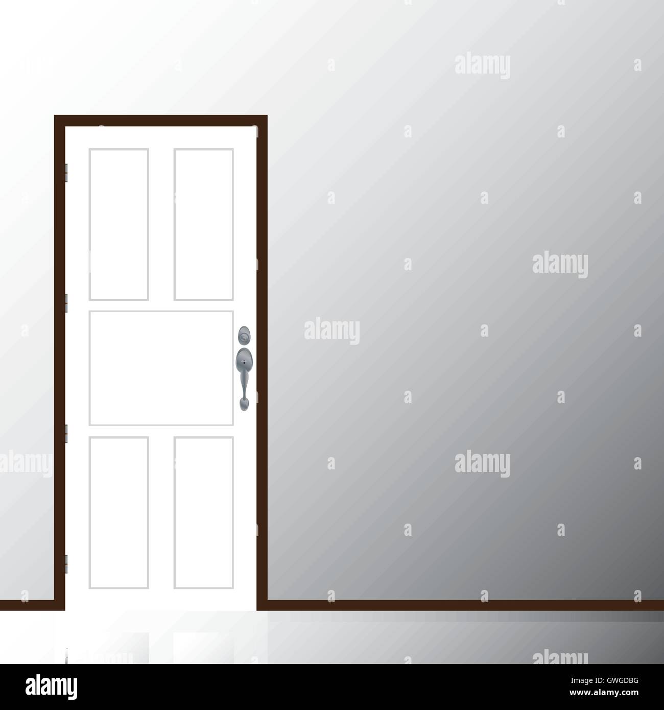 Sportello, elemento, ingresso, maniglia, home, accesso, cromo, chiudere, design, illustrazione, interni, interior, isolato, chiave, keyhole Illustrazione Vettoriale