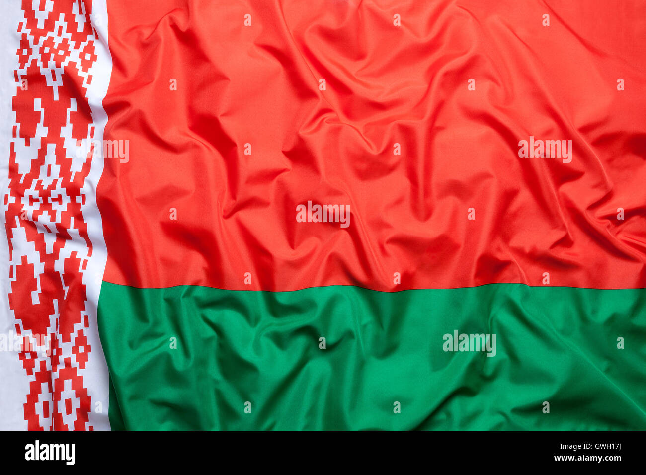 Bandiera tessile della Bielorussia per lo sfondo Foto Stock