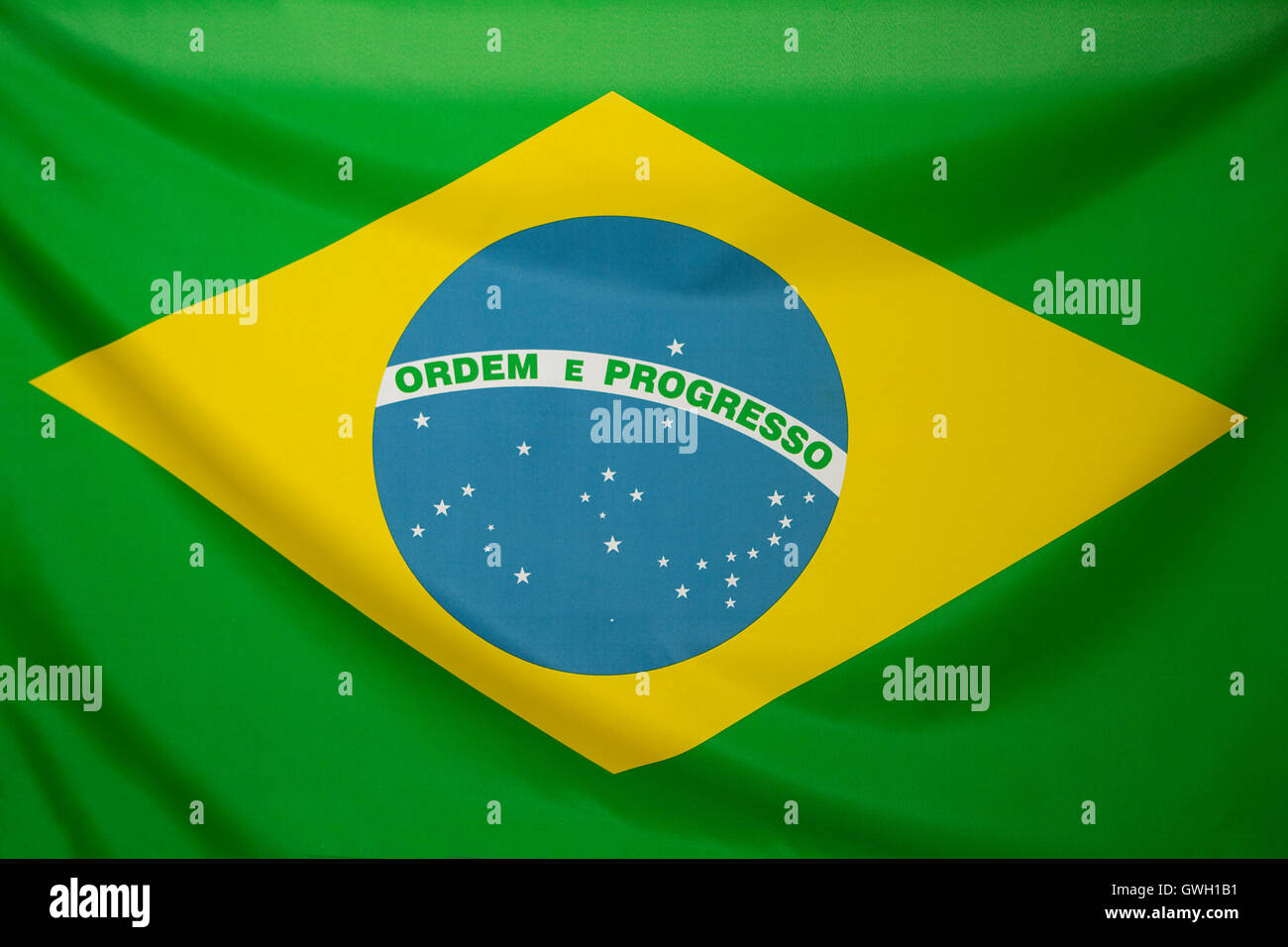 Flag di tessili del Brasile per lo sfondo Foto Stock