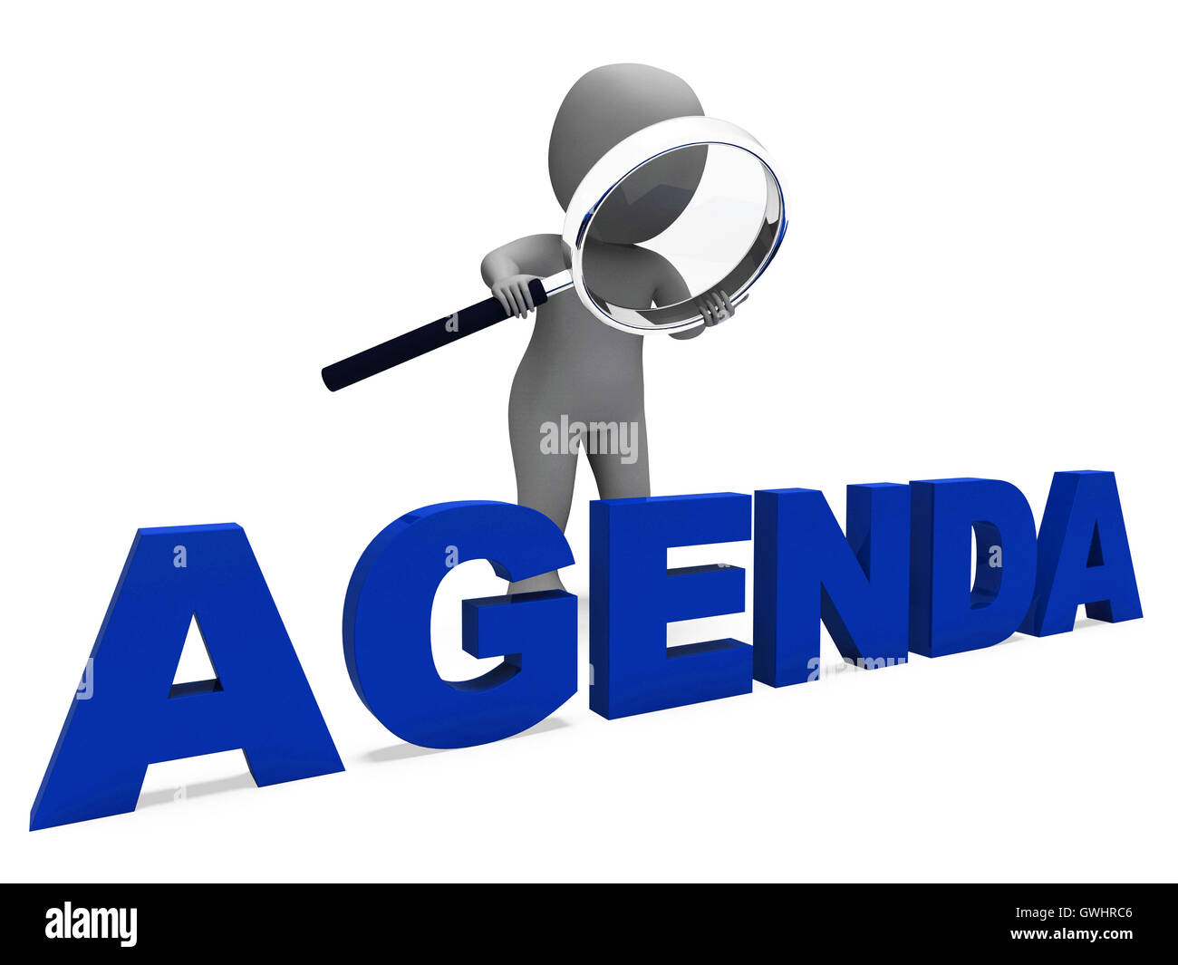 Agenda carattere indica il programma di pianificazione o contorno Foto Stock