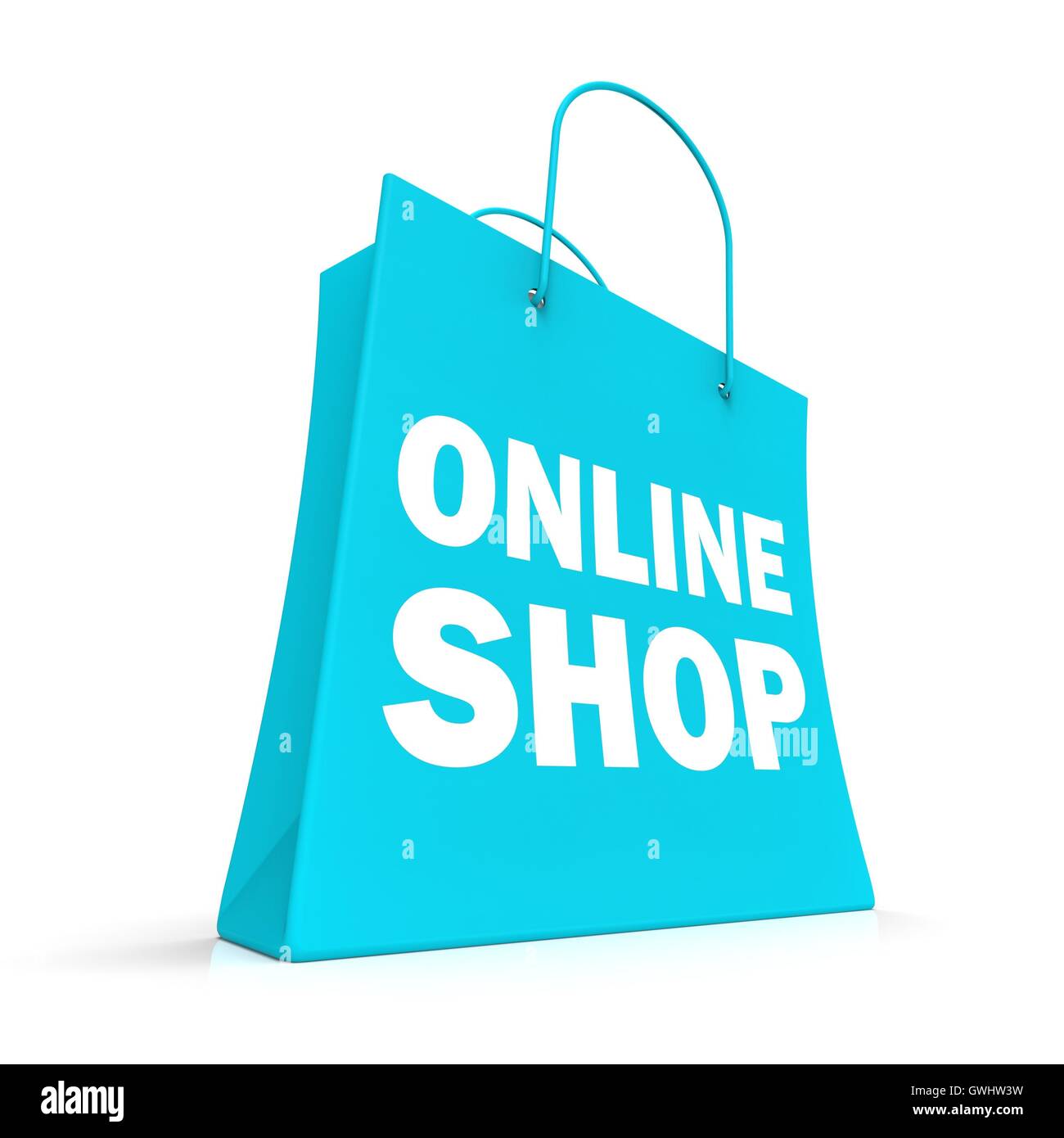 Lo shopping online in borsa che mostra l'acquisto via Internet Foto Stock