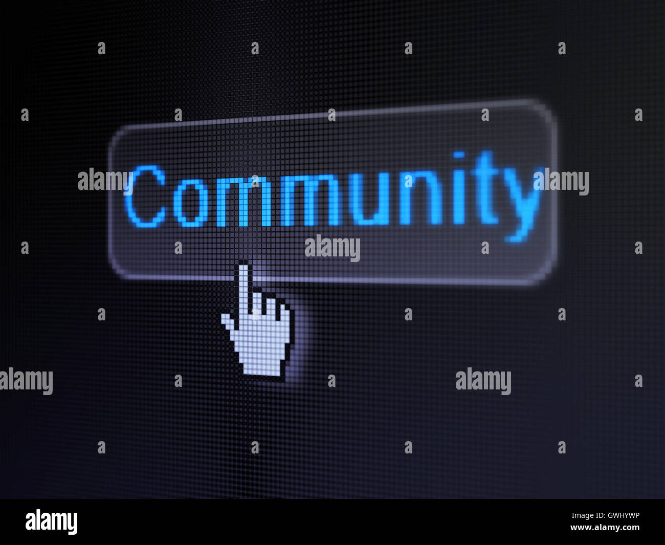 Sociale il concetto di rete: Comunità digitali sullo sfondo del pulsante Foto Stock