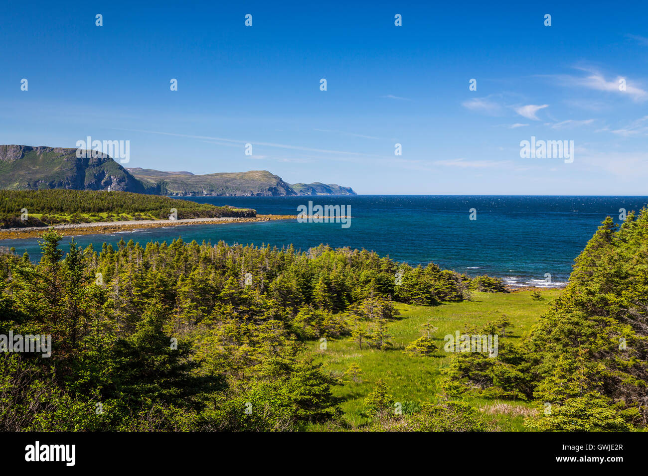 Paesaggi costieri nel Parco Nazionale Gros Morne, Terranova e Labrador, Canada. Foto Stock