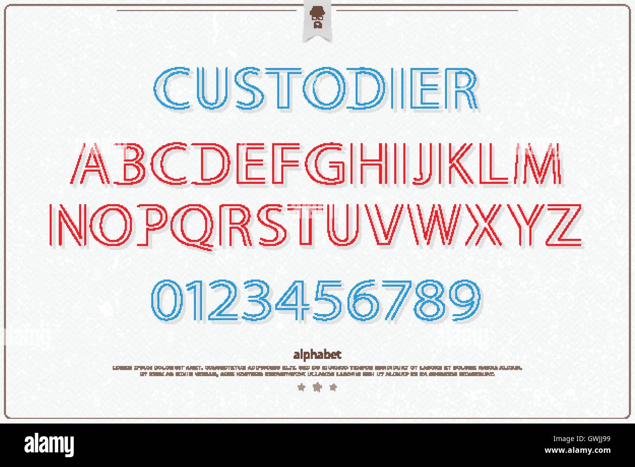 Alfabeto elegante lettere e numeri sulla trama della carta. vettore di tipo font. Design moderno simboli lettering. linea sottile typesettin Illustrazione Vettoriale