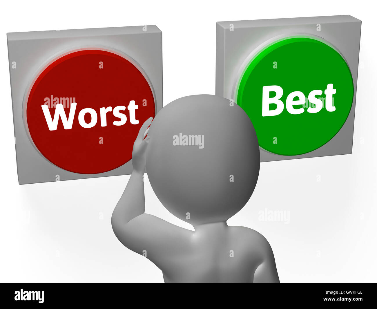 Peggior migliori pulsanti mostrano peggiore o migliore Foto Stock