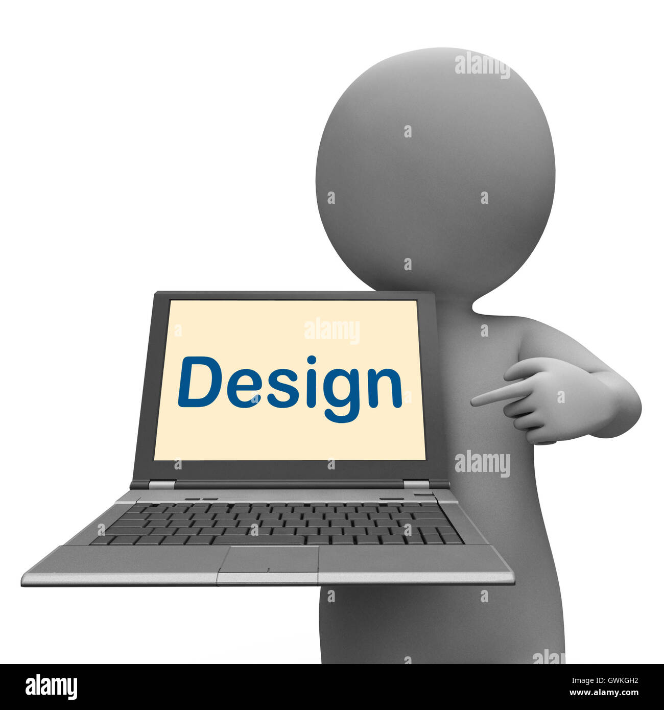 Progettazione su laptop mostra Creative illustrazioni artistiche Foto Stock