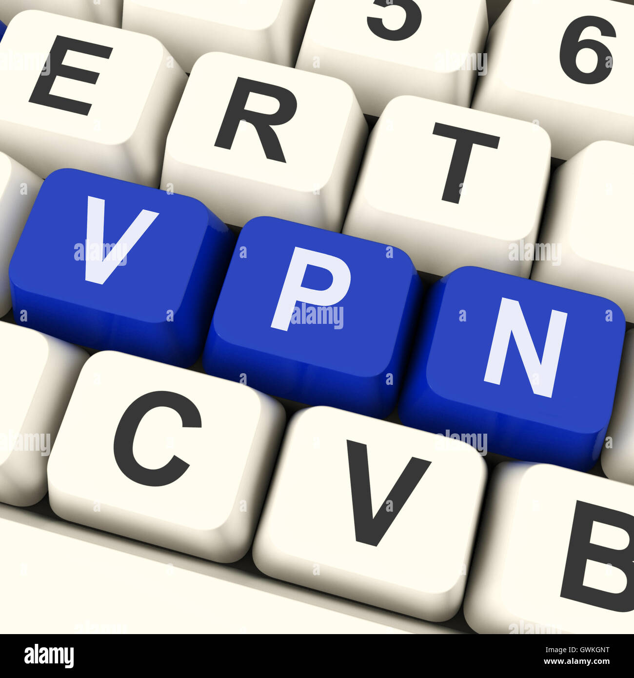Chiave di VPN mostra virtuale o remoto alla rete privata Foto Stock