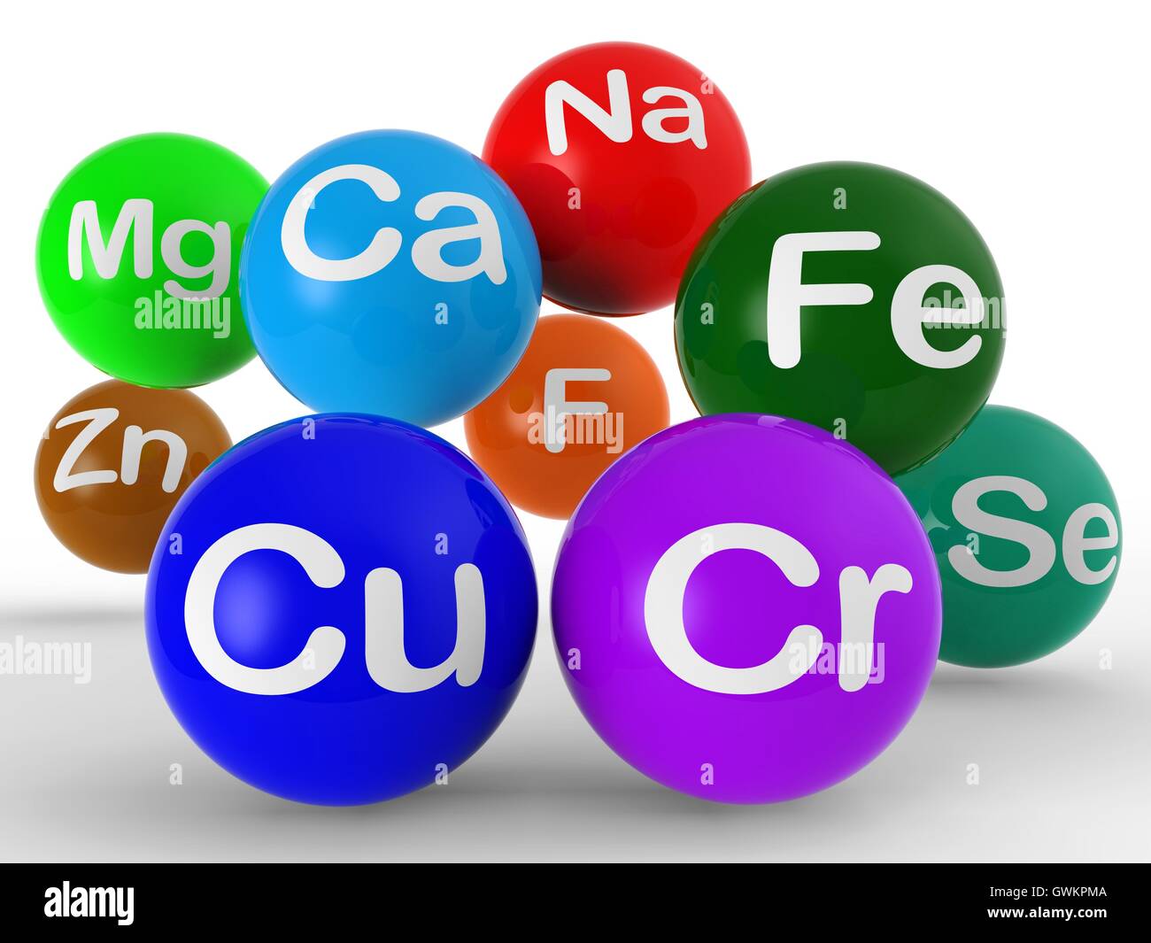 I simboli chimici mostra la chimica e la scienza Foto Stock