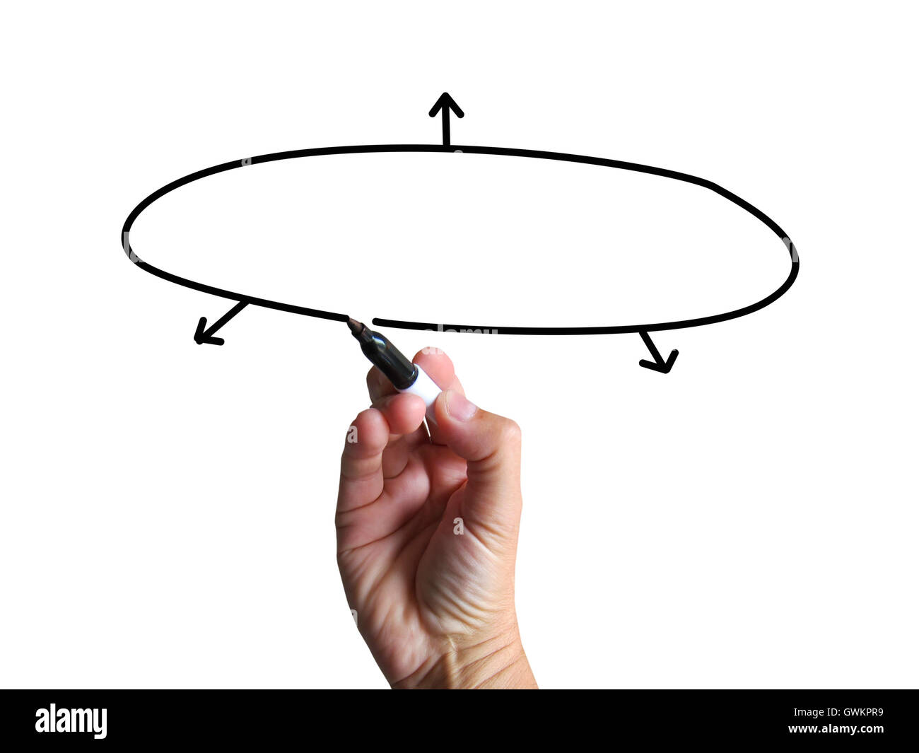 Spazio copia diagramma mostra Business Plan frecce schizzo Foto Stock